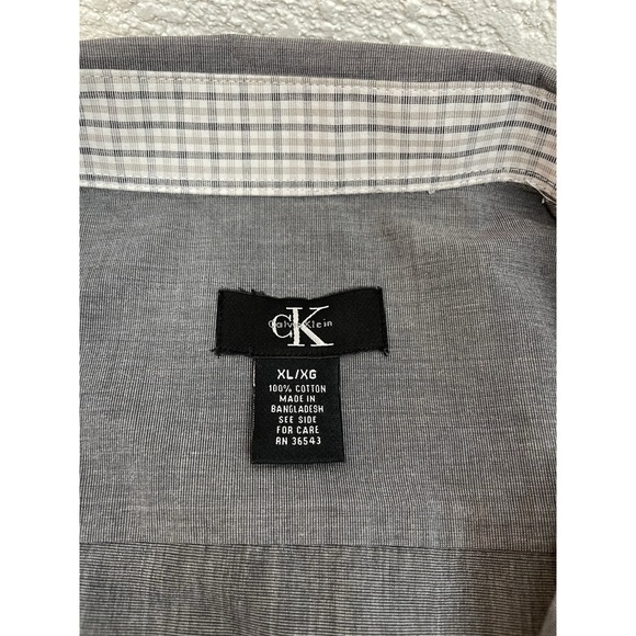 Calvin Klein Shirt Mens XL Gray Long‎ Sleeve Button Down Casual Work Dress - Picture 8 of 10